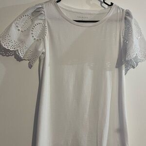 Talbots Elegant White Eyelet Sleeve Top
